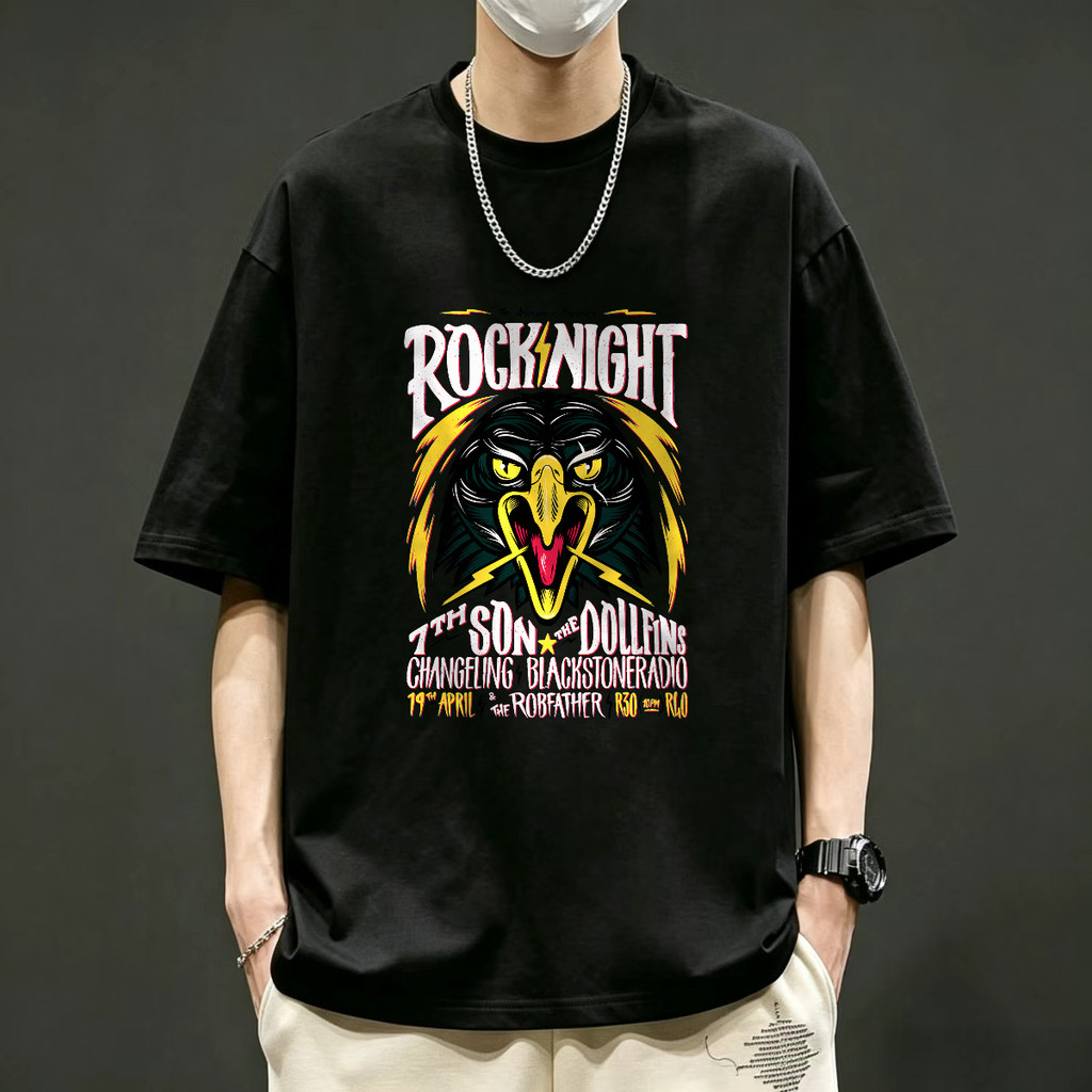 Kaos Band Rock Night Eagle Vintage T Shirt Unisex Kaos Distro Pria Wanita Desain Musik Rock Retro Am