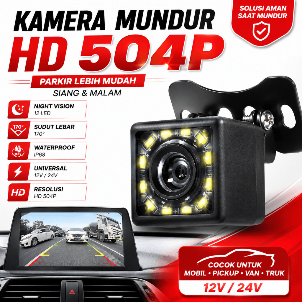 Kamera Mundur Mobil Desk Sensor Camera Atret Parkir Belakang 360 Derajat Mobil Full HD Elf Night Vis