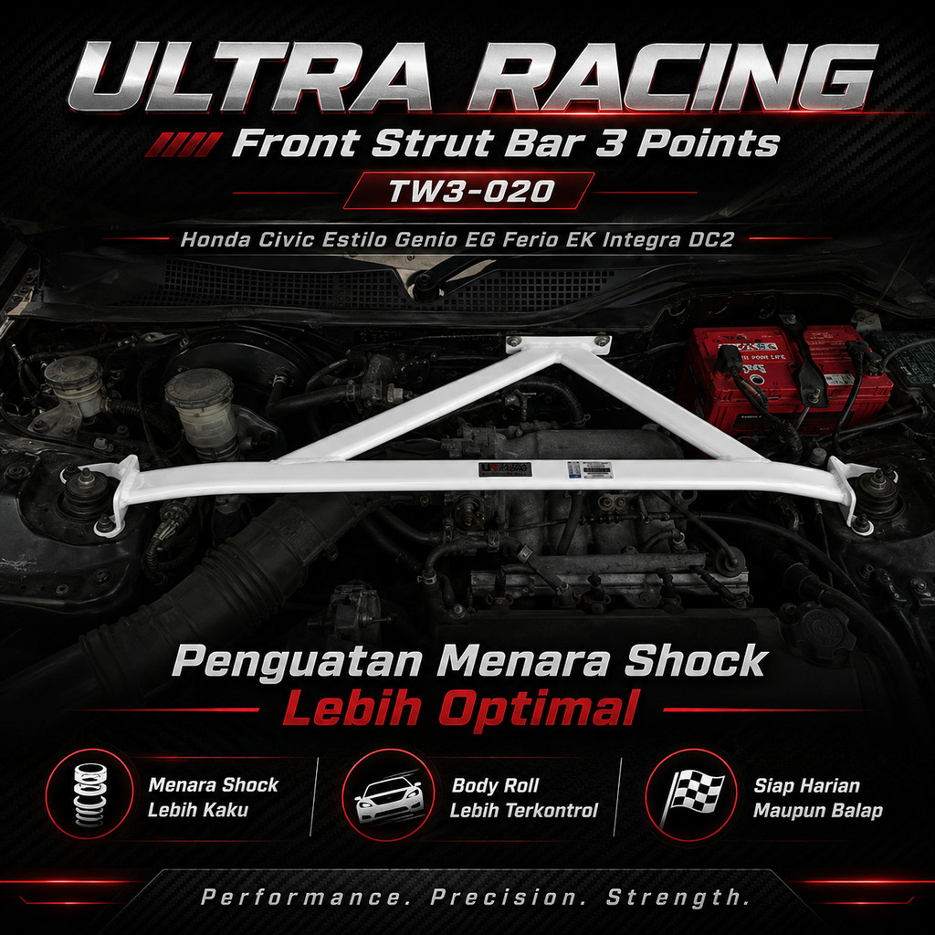 ULTRA RACING Front Strut Bar 3 Points TW3-020 Honda Civic Estilo Genio EG Ferio EK Integra DC2 Pengu