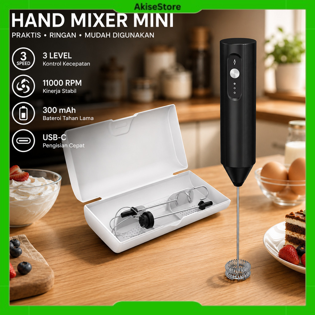 Hand Mixer Mini Pengocok Milk Frother USB Charge 300mAh - EF-B-BOX