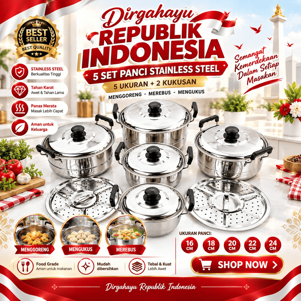 COMBO MERDEKA. (PANCI 5 SET, 5 UKURAN EXTRA 2 KUKUSAN) KUALITAS TERJAMIN TERLARIS