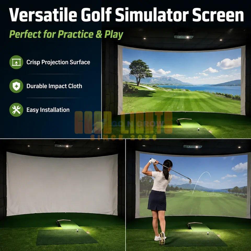 Layar Simulator Golf Layar Latiham Simulasi Golf Dalam Ruangan Golf Simulator Screen Heavy-Duty Golf