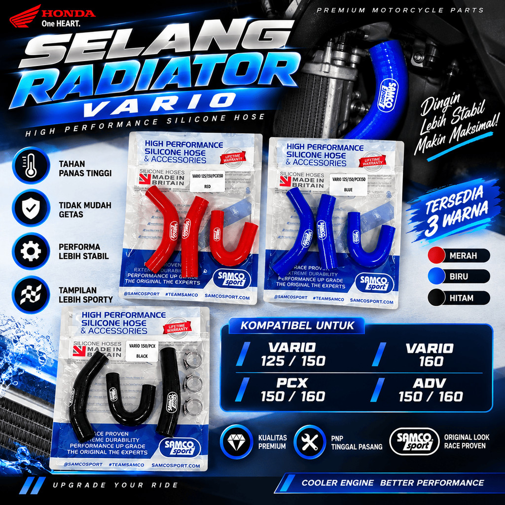 selang Radiator SamCo Vario pcx 150 125 selang Radiator samco Vario PCX 150 160