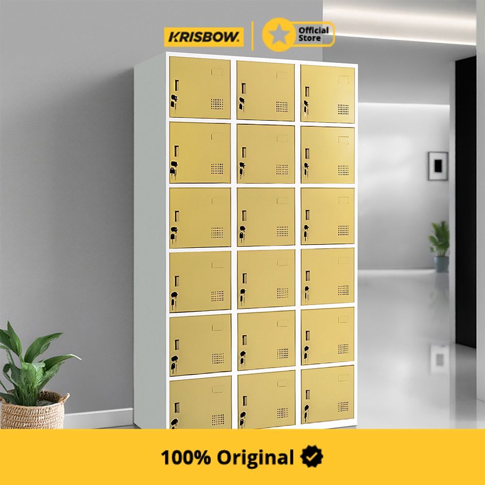 Krisbow Loker 18 Pintu - Kuning Lemari Loker Kabinet Locker Storage Pintu Locker Cabinet