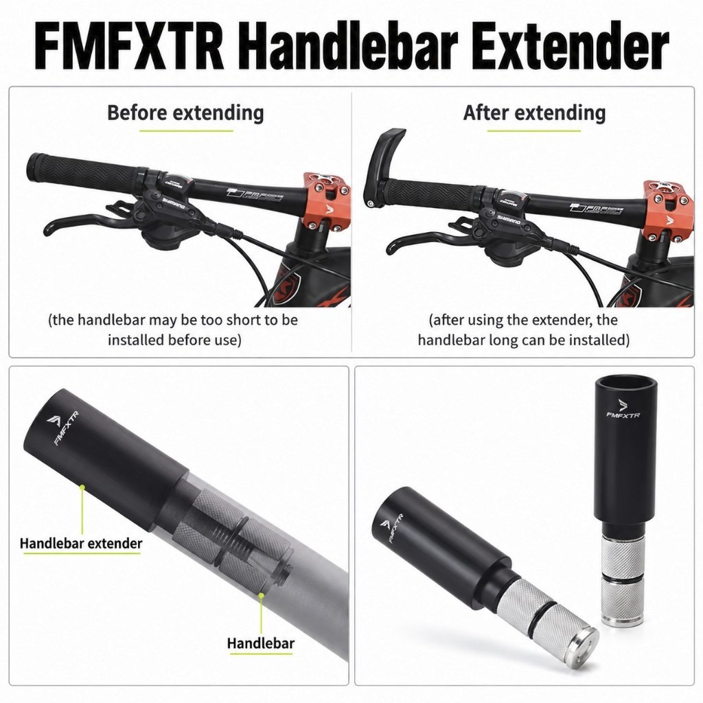 Foto FMFXTR Handlebar Stang Bar End Extender 22.2mm Alloy Penambah Panjang Handlebar Sepeda bisa Clamp 31.8 & 35mm