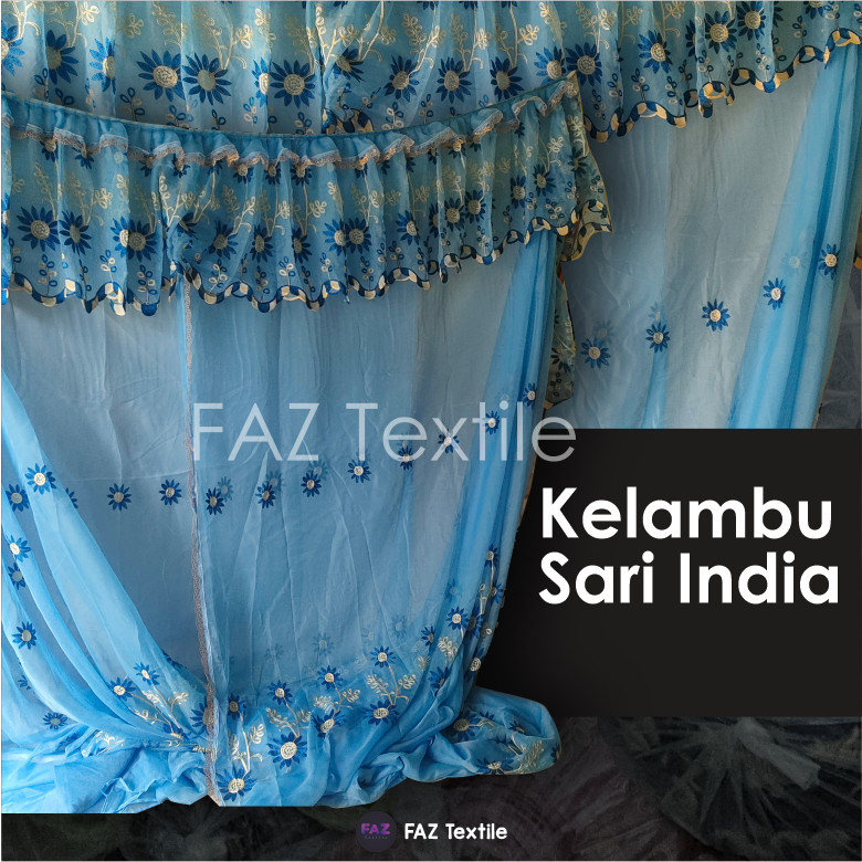 Kelambu Sari India (Vitrase Bordir) No 1 pintu 1,2,3 dan 4  (180x200) & (200x200) T: 230cm ukuran JU