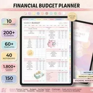 [QD] Digital Financial Budget Planner/ Undated Digital Planner/ Finance Tracker/ Portrait Budget Pla
