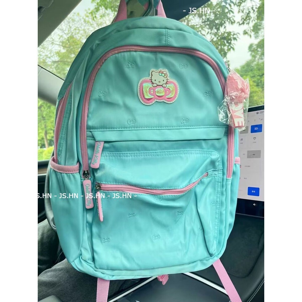 JS.HN - Tas Sekolah Hello Kitty Warna Hijau Mint Ransel Lucu Untuk Siswa SMP Perempuan