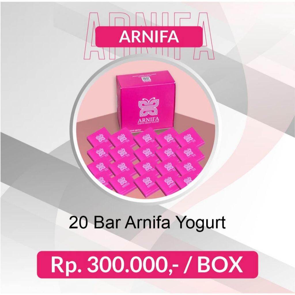 1 Box Sabun Arnifa Nyrtea Original 20 Pcs - Sabun Green Yogurt Pemutih Wajah dan Badan BPOM Halal MU