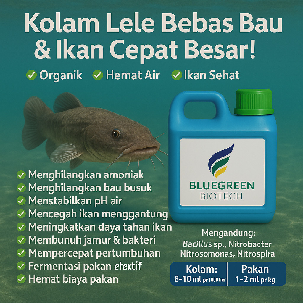 Probiotik BlueGreen Biotech Obat Penghilang Bau Air Kolam Lele Organik