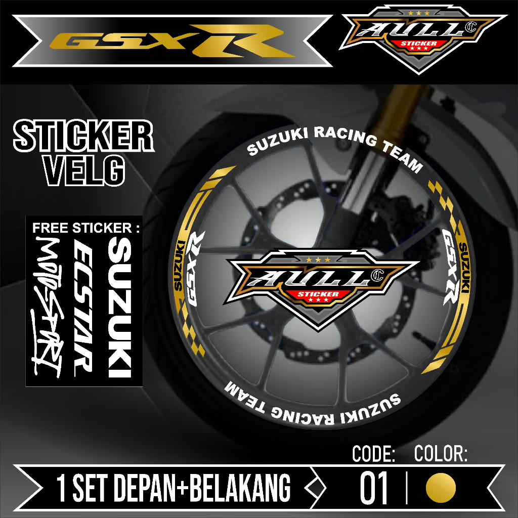 Stiker Cutting Velg GSX R - Aksesoris Stiker Cutting Sticker List Velg Motor SUZUKI GSX R 150 Lis Pe