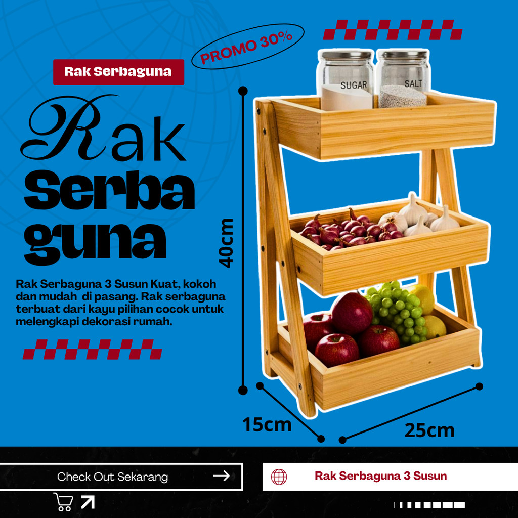 Rak Bawang Susun KAYU JATI Gratis Stiker Tempat Telur Bumbu Dapur Unik Aesthetic Kualitas Premium