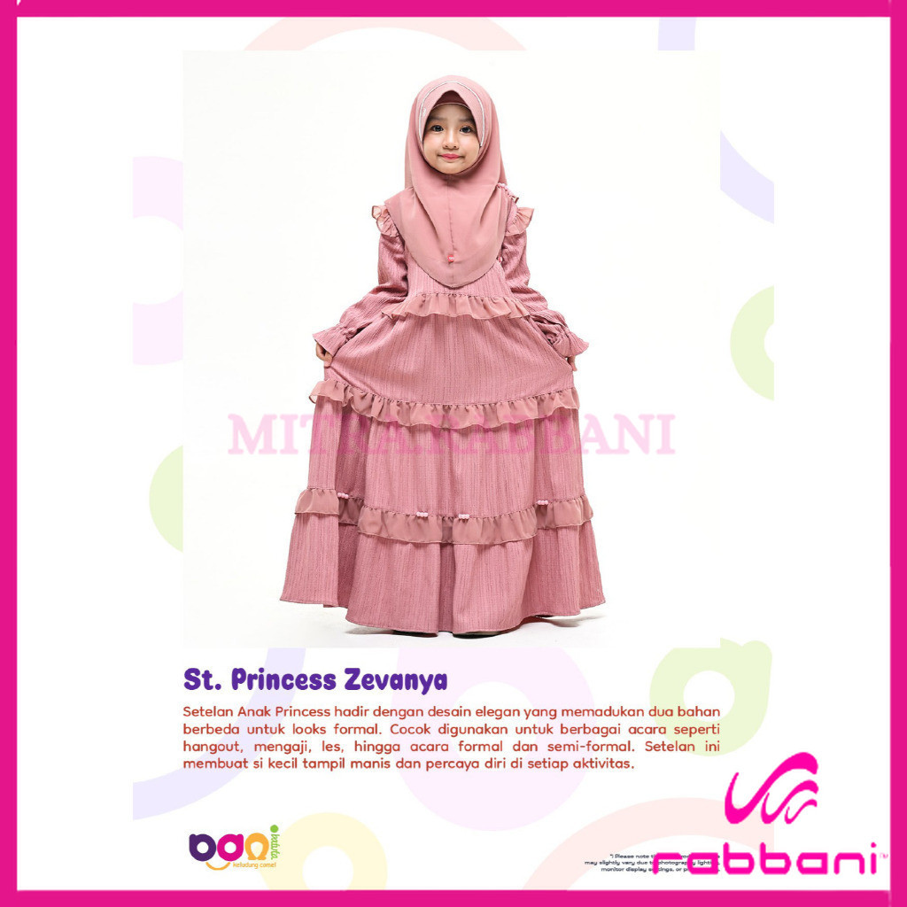 RABBANI ORI -  Stelan St. Princess Zevanya / gamis Dresslim Anak rabbani Terbaru Murah Mitra Rabbani
