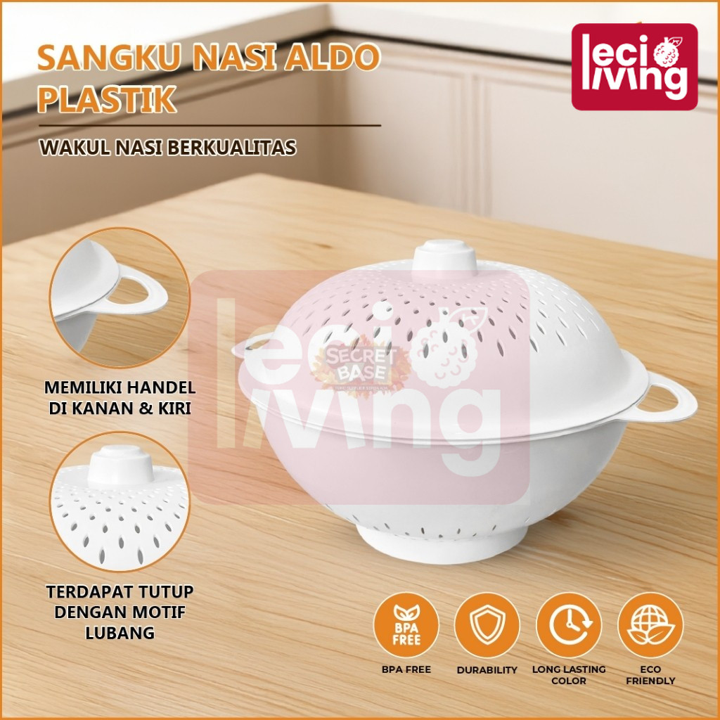 SANGKU NASI ALDO PLASTIK - Tempat Nasi / Bakul Nasi Plastik / Tempat Makan Food Grade + Tutup