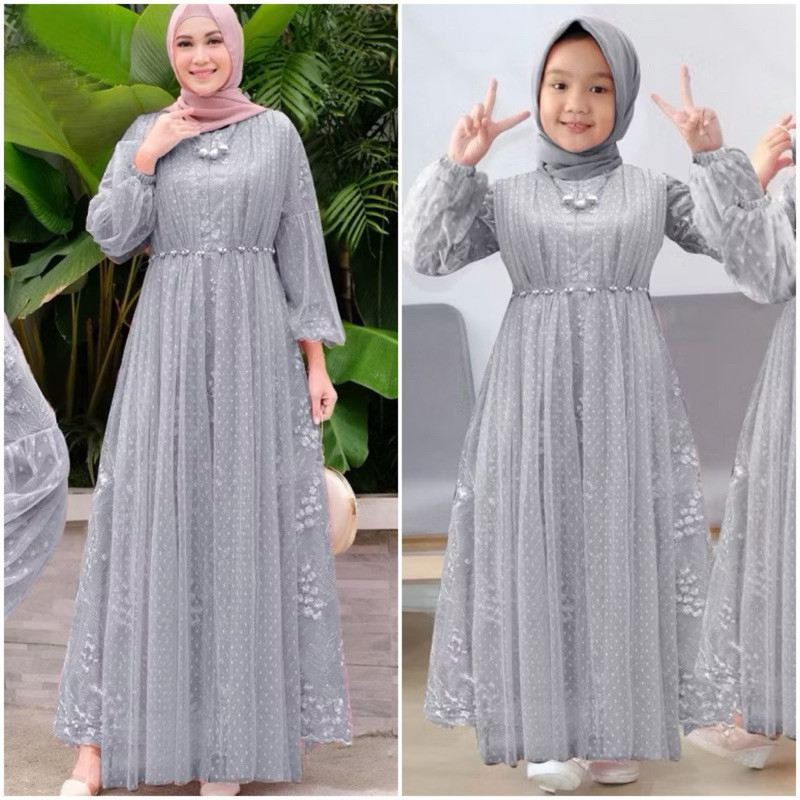 [Padu Dress] Gamis Muslim Busui Sleting Depan Jumbo Warna Abu Muda – Abaya Turki Kekinian untuk Pest