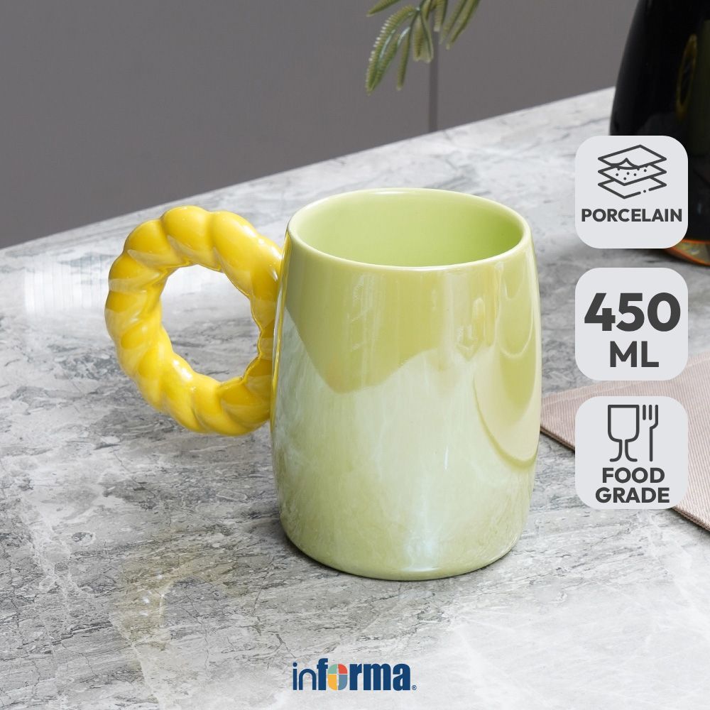 Informa Appetite Conary Mug Porcelain 450 ml - Hijau / Kuning Gelas Minum Tea Cangkir Kopi Wadah Min