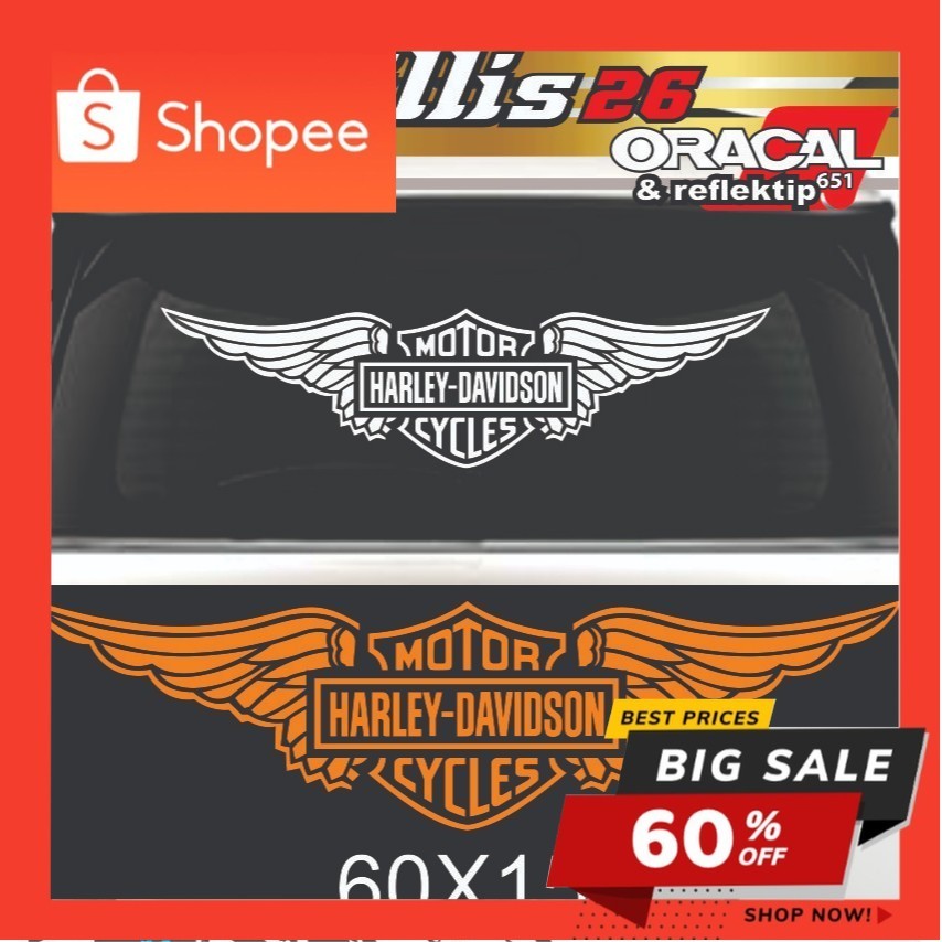 Stiker Sayap Harley Davidson kaca belakang mobil