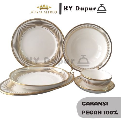 ROYAL ALFRED Piring Mangkok Makan Keramik ARABELLA SERIES Piring Makan EMAS Keramik Estetik Bermotif