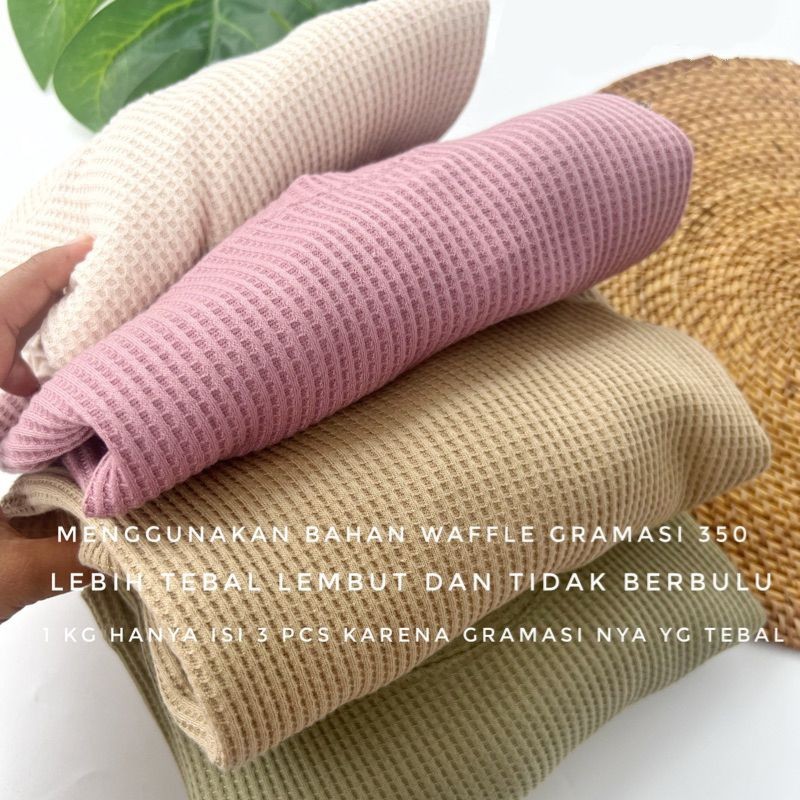 Kaos Waffle WAFER Lengan Panjang Wanita / Basic Crewneck Polos Sweatshirt Waffel UNIQLO