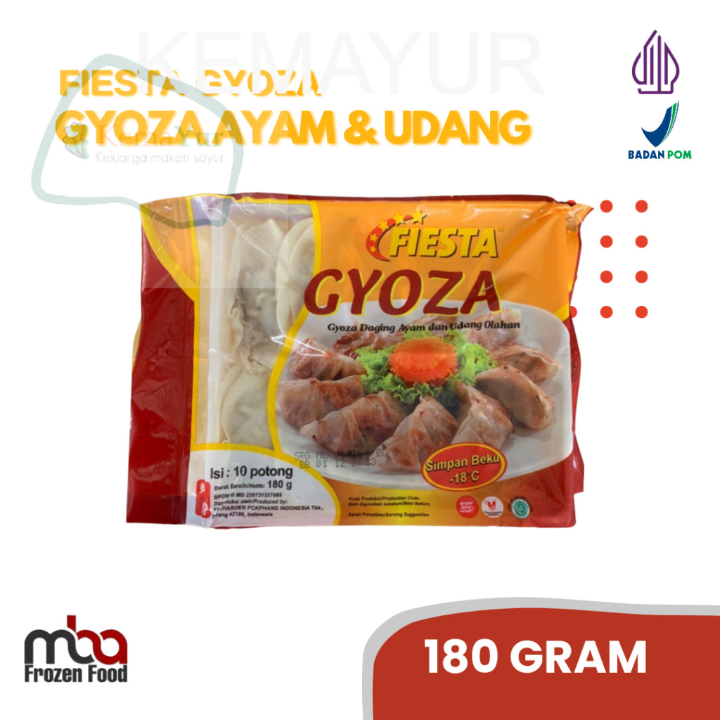 Fiesta Gyoza Daging Ayam dan Udang (isi 10bj) 180 Gr /Siomay /Ikan /Nugget /Dimsum /Frozenfood /Maka