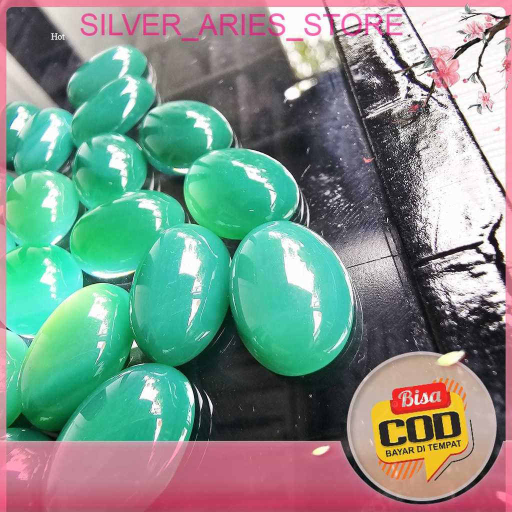 Silver Aries. Batu Akik Agate Kalsedon Hijau Lumut Natural / Kalsidon Hijau Tua / Natural Green Agat