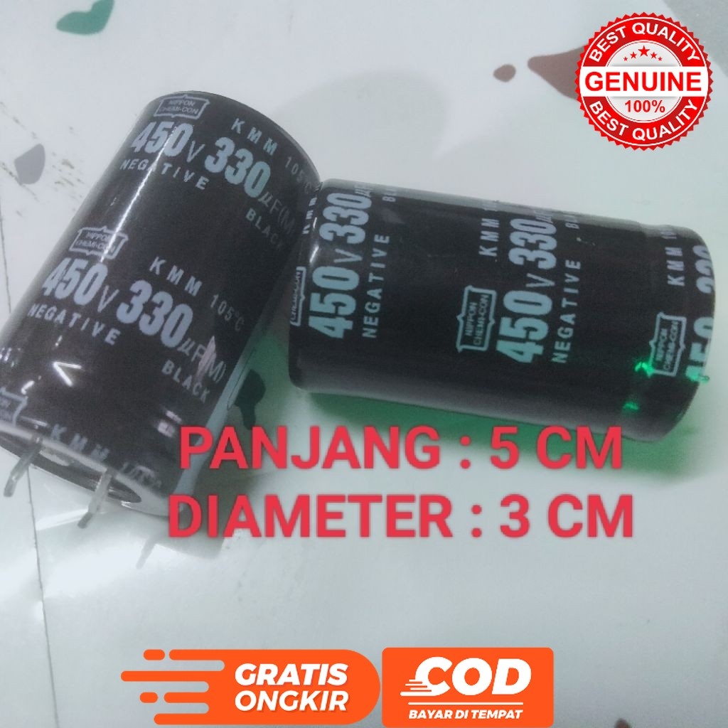 KAPASITOR ELKO 330UF 450V ELCO 330 UF 450 VOLT NIPPON CHEMICON