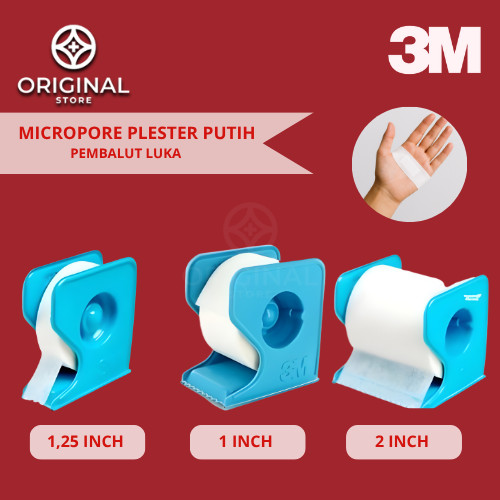 Micropore 3M Surgical Tape Plester Putih Pembalut Luka 1 Roll | Perban Medis Higienis Praktis