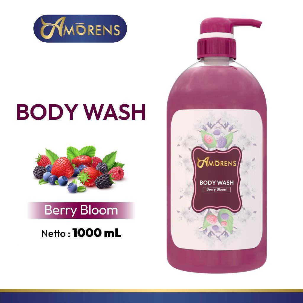 MmS - AMORENS Body Wash BPOM 1000ml - Aroma Rose, Floral, Berry, Coffee [1 Liter}
