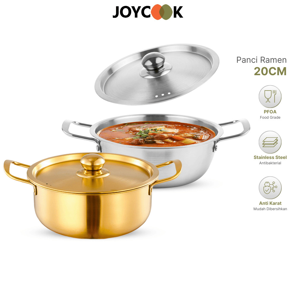 Panci Ramen Korea Stainless Steel Dengan Pegangan Noodle Pot Gold Stainless Steel pot