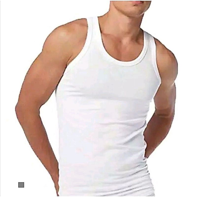 1 lusin singlet Pria Warna putih