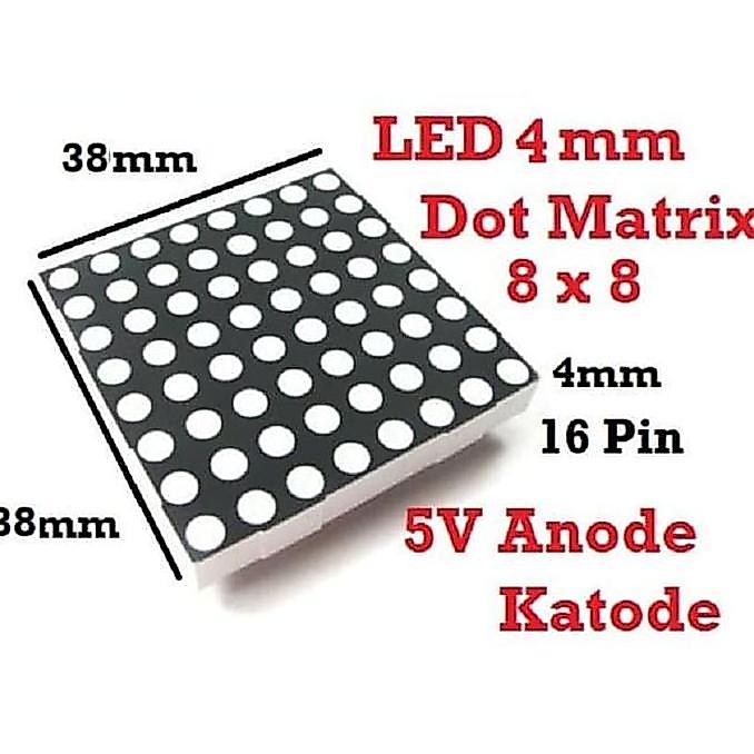 LED DOT MATRIX MERAH 8X8 (38MMX38MM) LED DISPLAY DOT MATRIX 8X8 RED TKMK