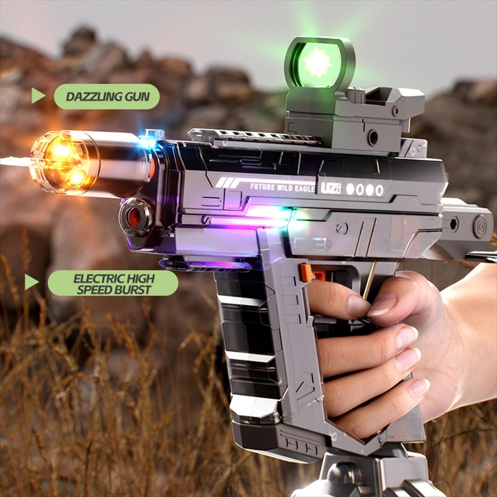 TOFA.ID New Mainan Pistol Air UZI Blaster Elektrik Berkecepatan Tinggi dengan Baterai Isi Ulang untu