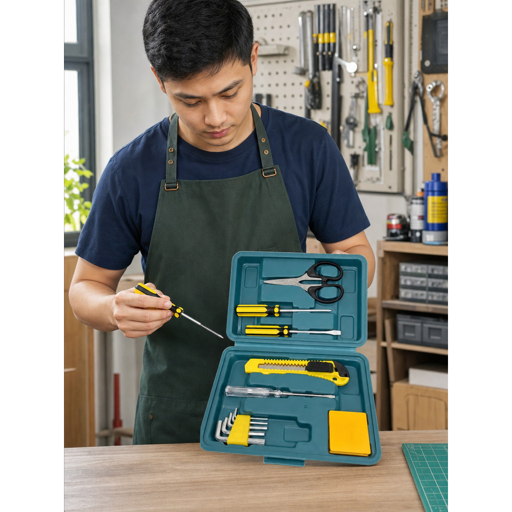 Home Tools Kit Set Perlengkapan Perkakas Gunting Kunci L Obeng 11 in 1