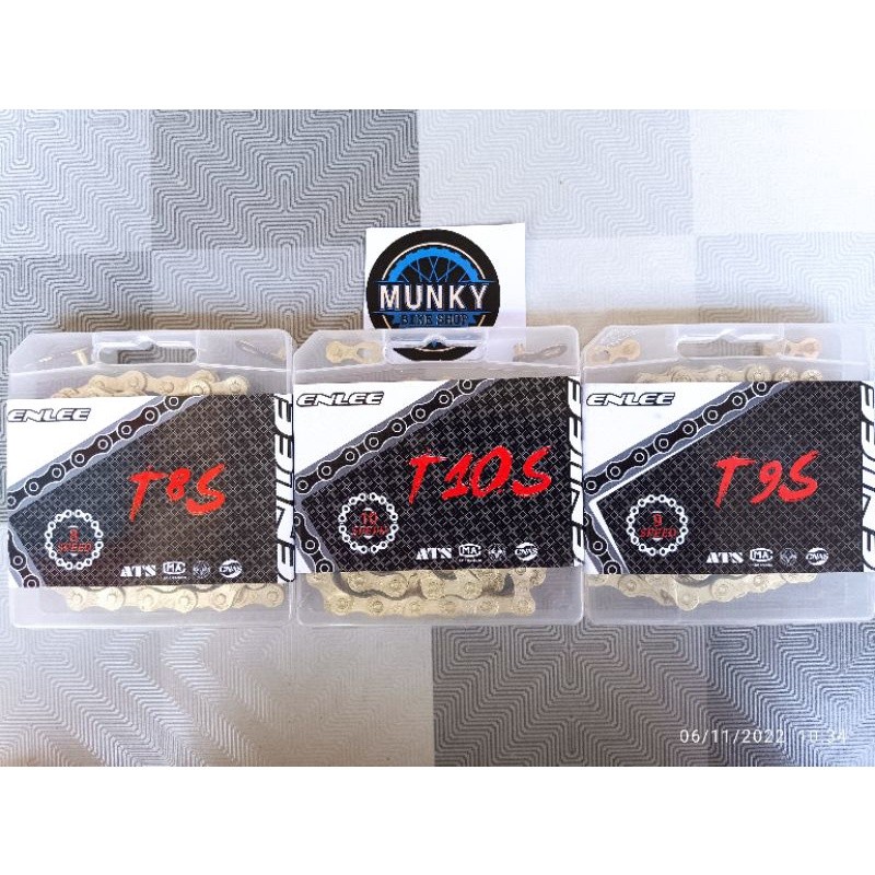 Foto Enlee chain rantai sepeda 8 9 10 speed 8s 9s 10s anti karat durable warna gold