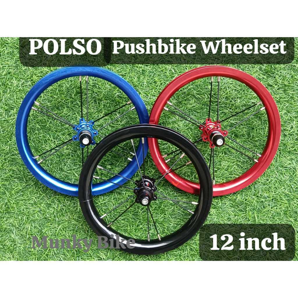 Foto Polso Wheelset Whelset Velg Rims 12 inch Pushbike Balance Bike Alloy Racing Push Bike 12inch