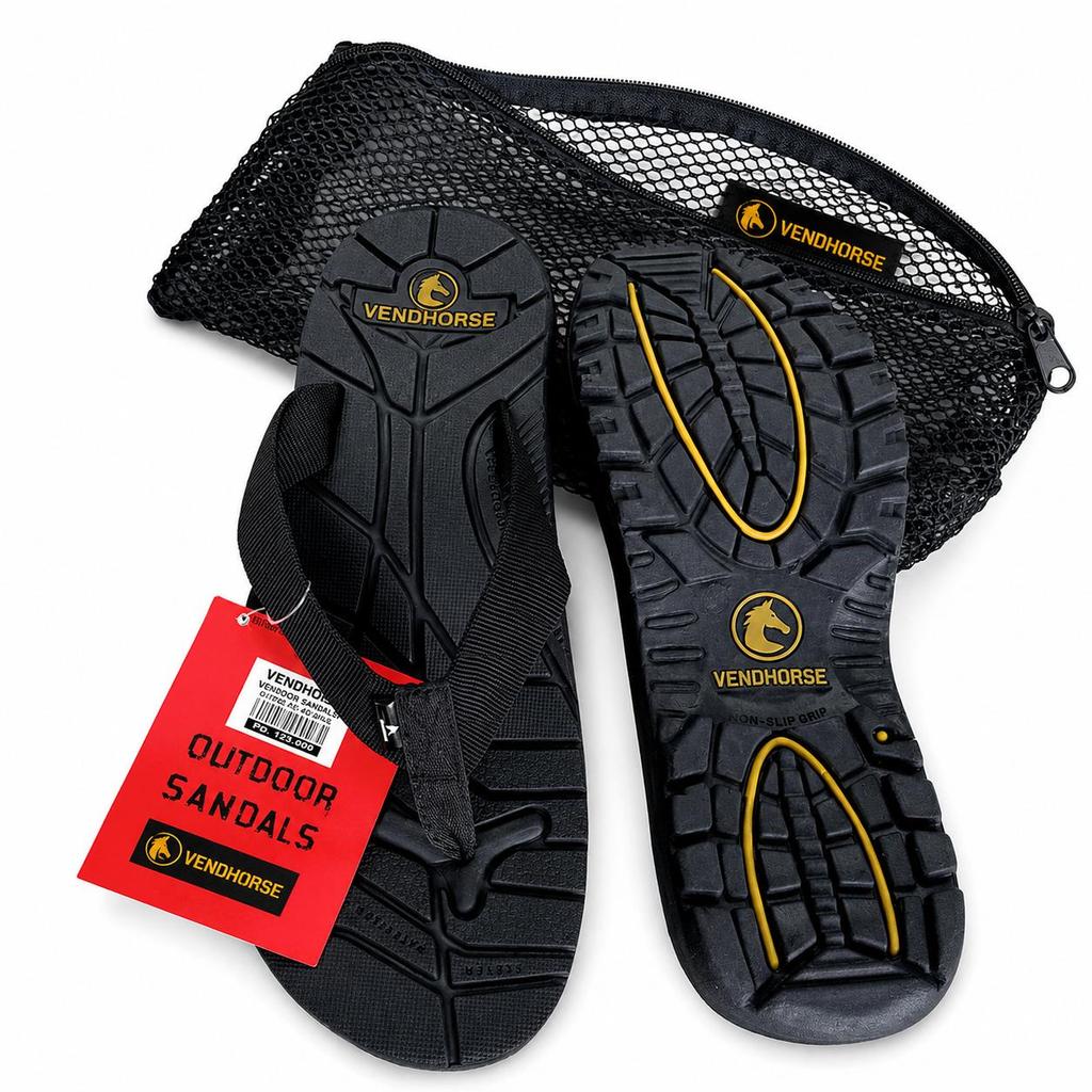 Sandal Jepit Eiger tali hitam tali motif Pria & Wanita bonus Tas Jaring Insole Eva spoon Tebal Sol 2