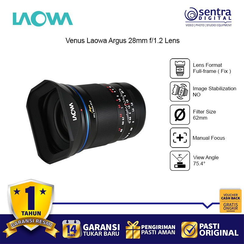 Venus Optics Laowa Argus 28mm f/1.2 FF Lens | Lensa Full Frame Manual 28 mm f1.2  X01