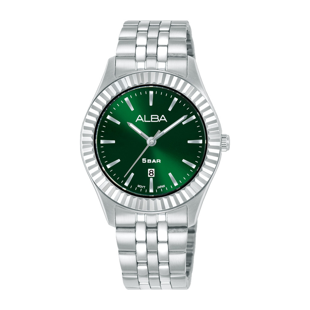 Jam Tangan Wanita Alba Fashion AH7FF9X1 Green Dial Stainless Steel Strap