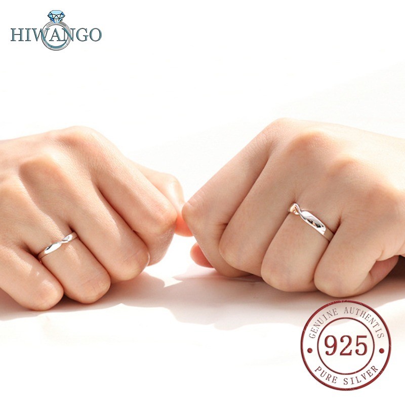 HIWANGO Cincin Pasangan Sederhana Gaya Korea S925 Cincin Mobius Cincin Fashion