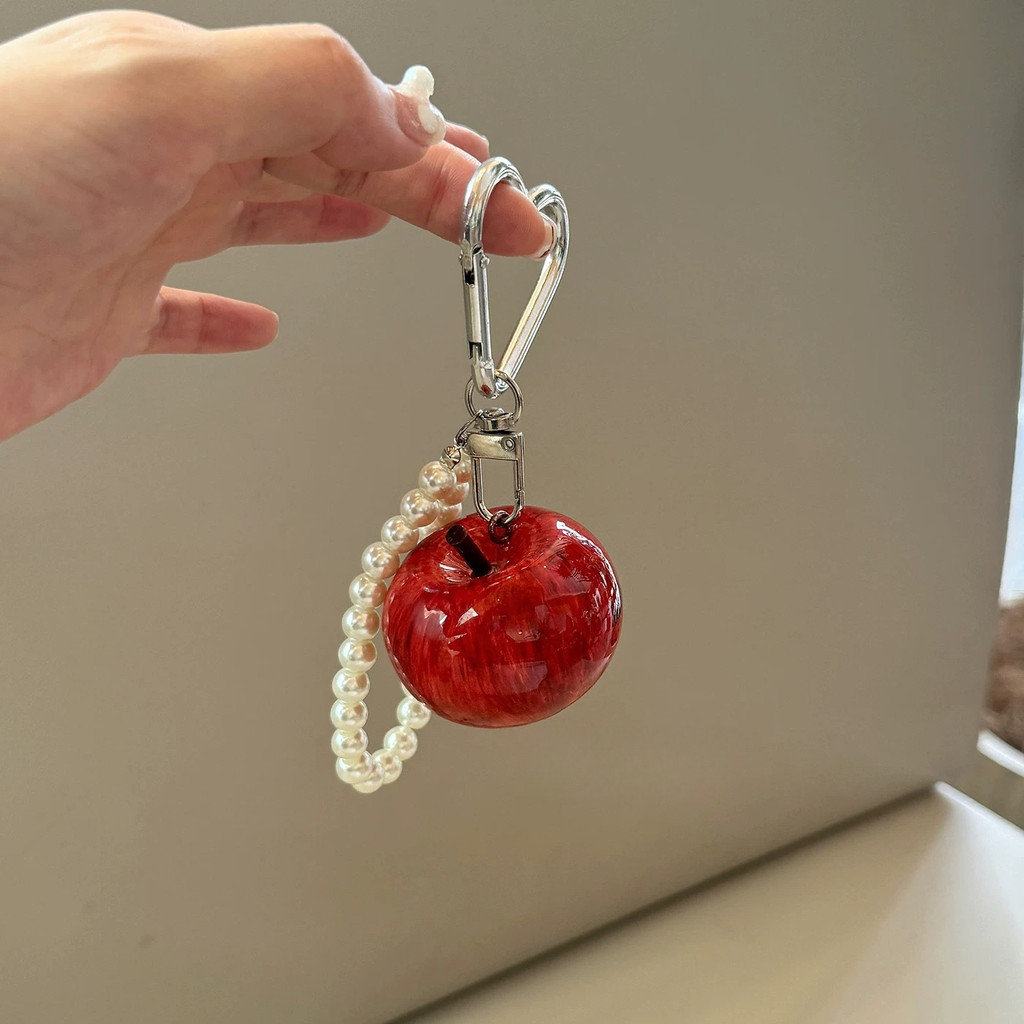 Tas mutiara buah musim panas liontin tas sekolah lanyard hiasan gantungan kunci Untuk jantung gadis 