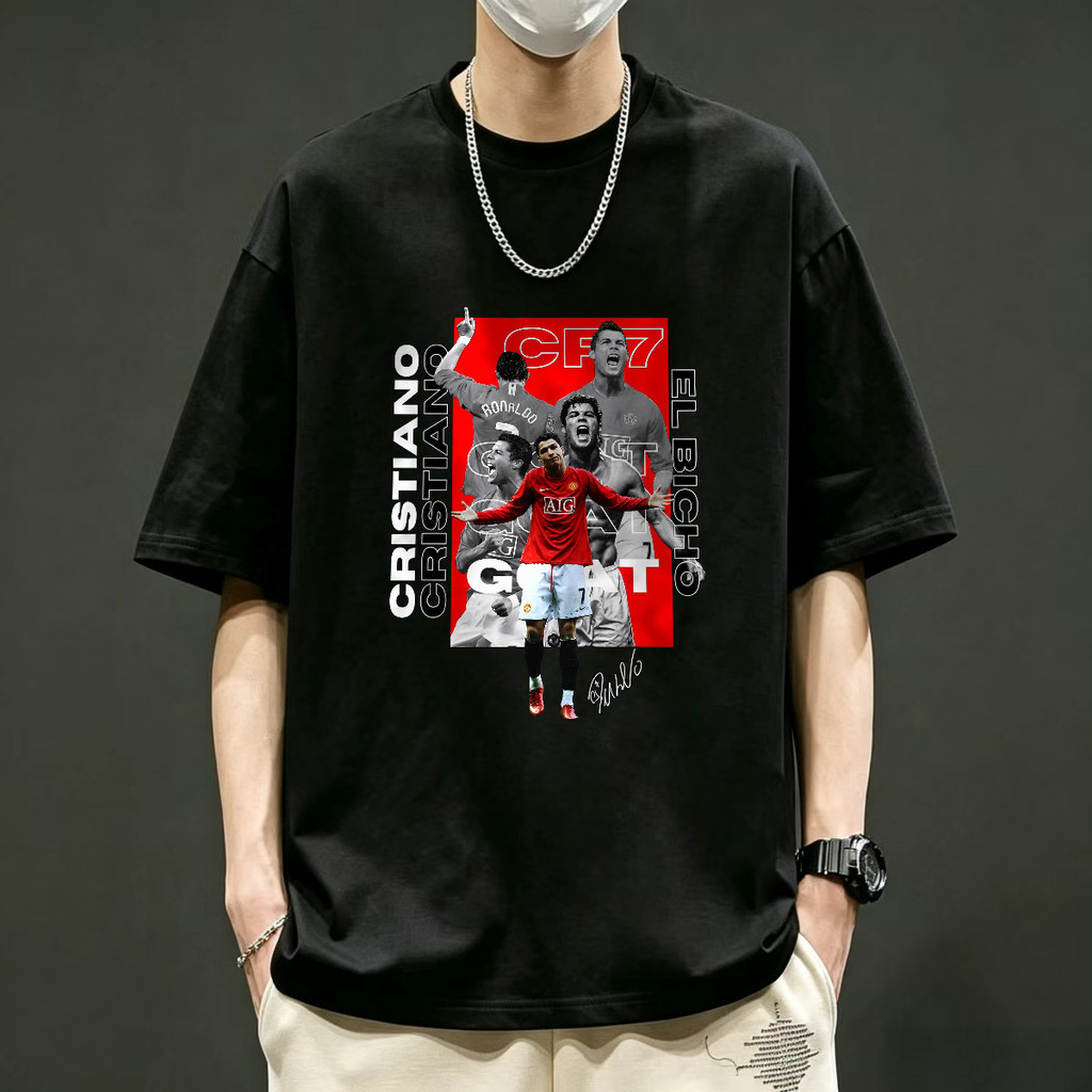 Kaos Cristiano Ronaldo Manchester United Vintage Kaos Pria Kaos Distro T Shirt Unisex Lengan Pendek 