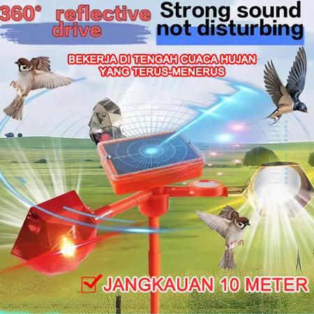 Pengusir Burung Tenaga Surya Ultrasonik Reflektif Alat Pengusir Hama Burung Solar Bird Repeller 360 