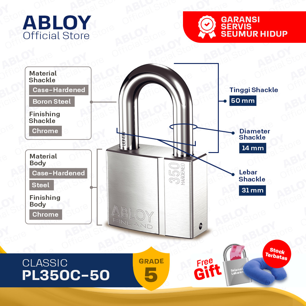 ABLOY Gembok Padlock Classic PL350C/50