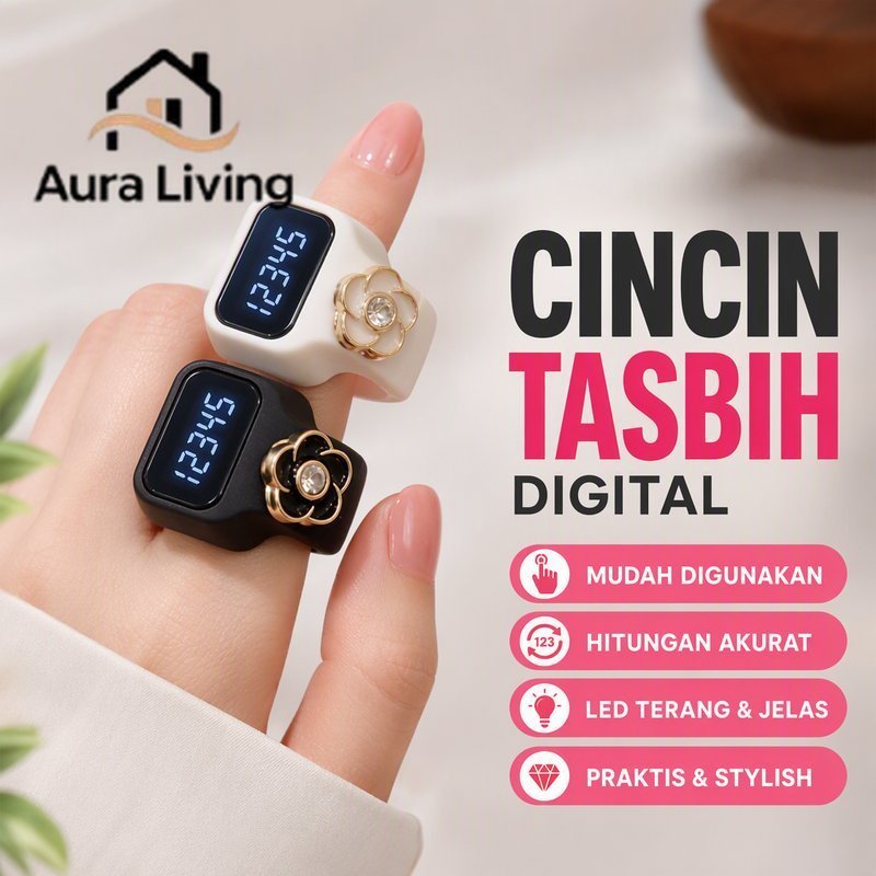 Tasbih Digital Cincin Led Mini Penghitung Zikir Counter Ring Display Angka Lucu