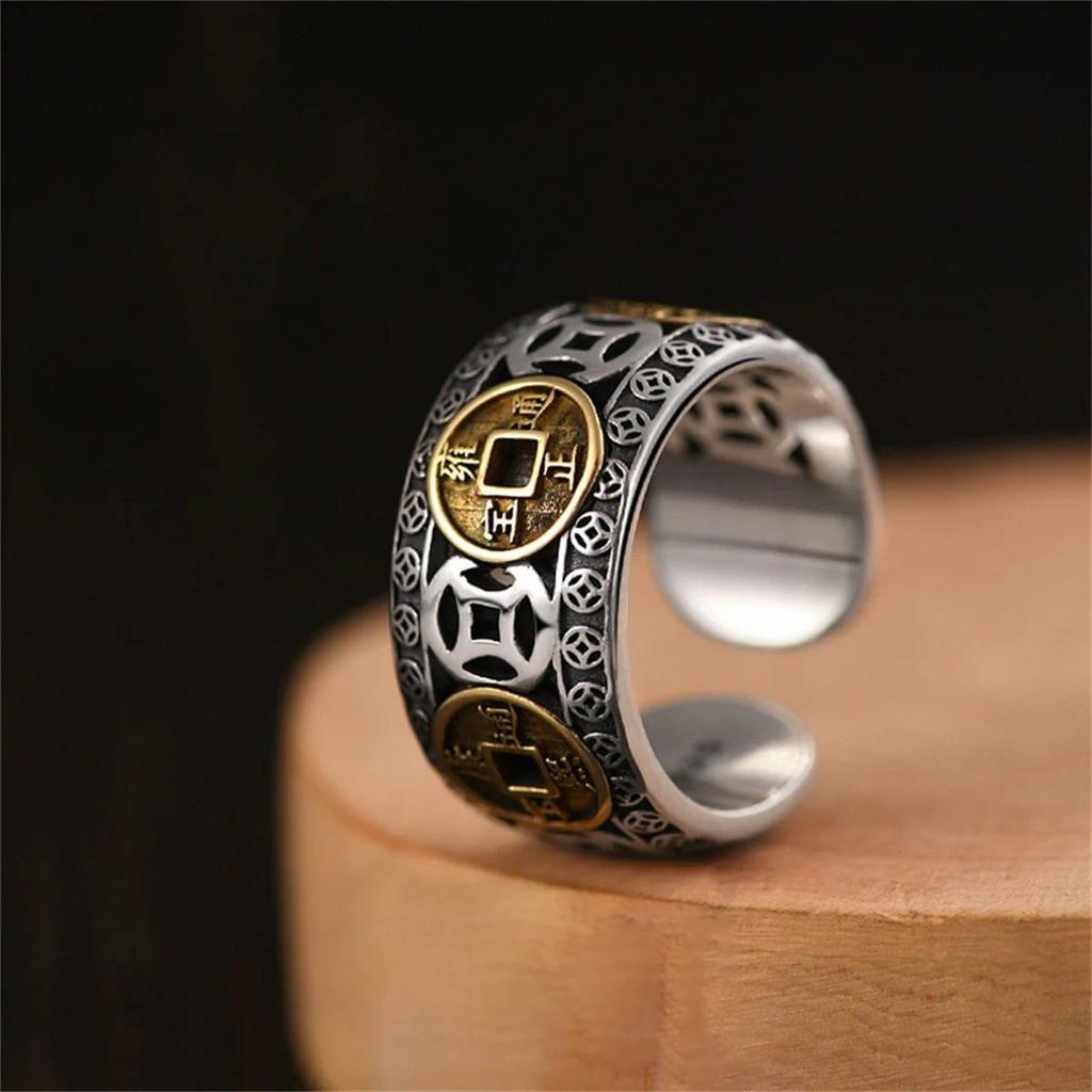 inese Style Vintage Copper Coin Opening Ring For Men Women Uni Feng Shui Pixiu Rings Amulet Wealth L