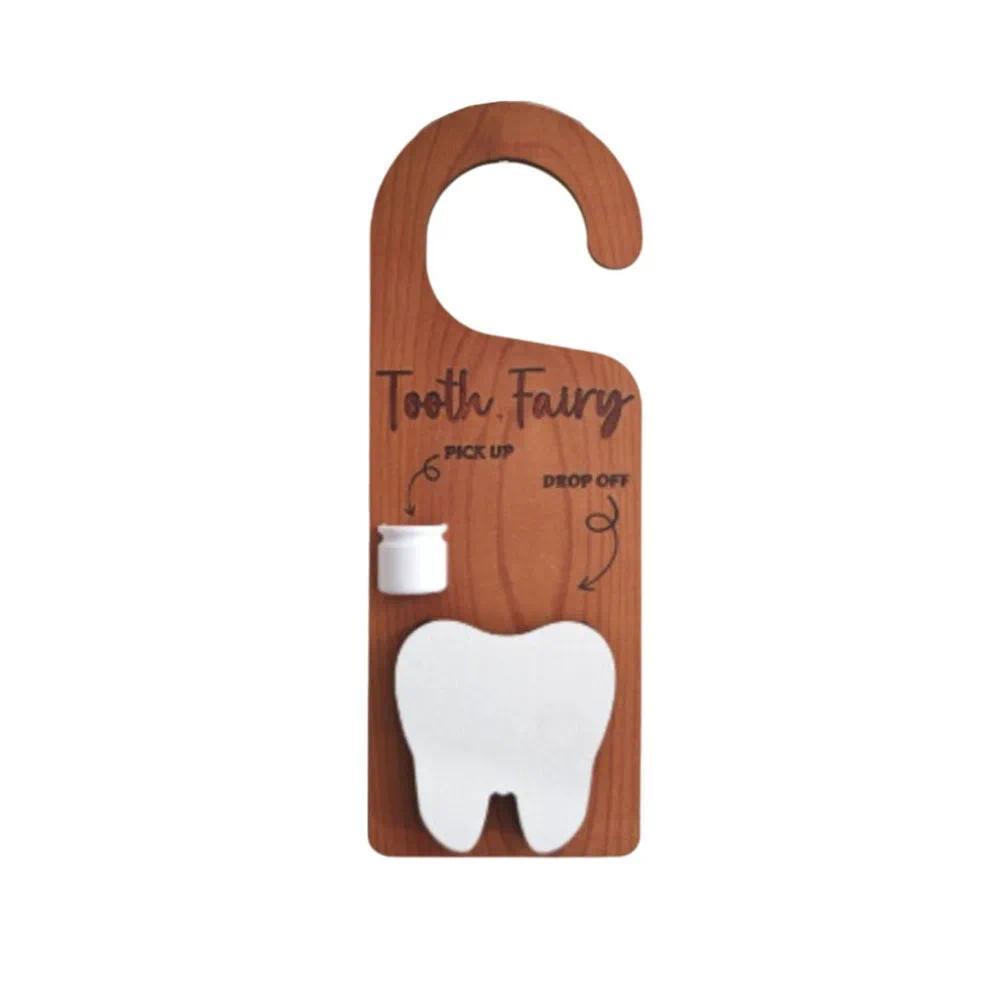 Wooden Tooth Door Hanger Encourages Tooth Care Tooth Fairy Tooth Keepsake Container Tooth Mouse Ligh