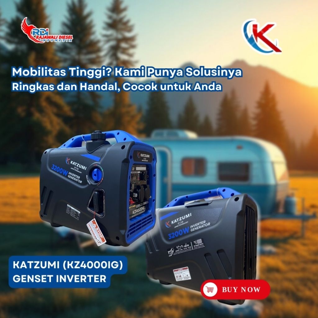 Genset KATZUMI PORTABLE INVERTER KZ4000IG 1 PHASE 3200 WATT Bensin