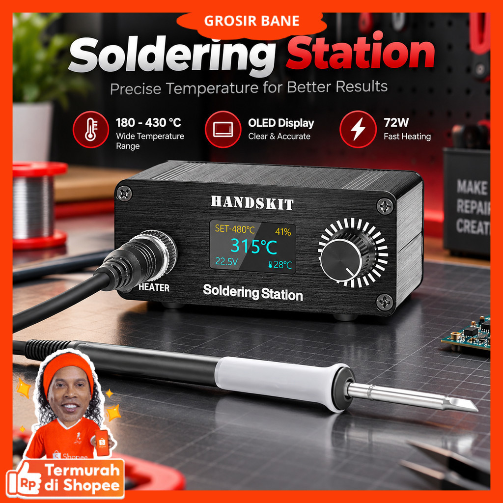 Handskit Solder Station Adjustable Temperature Anti-Static OLED 72W - T12A
