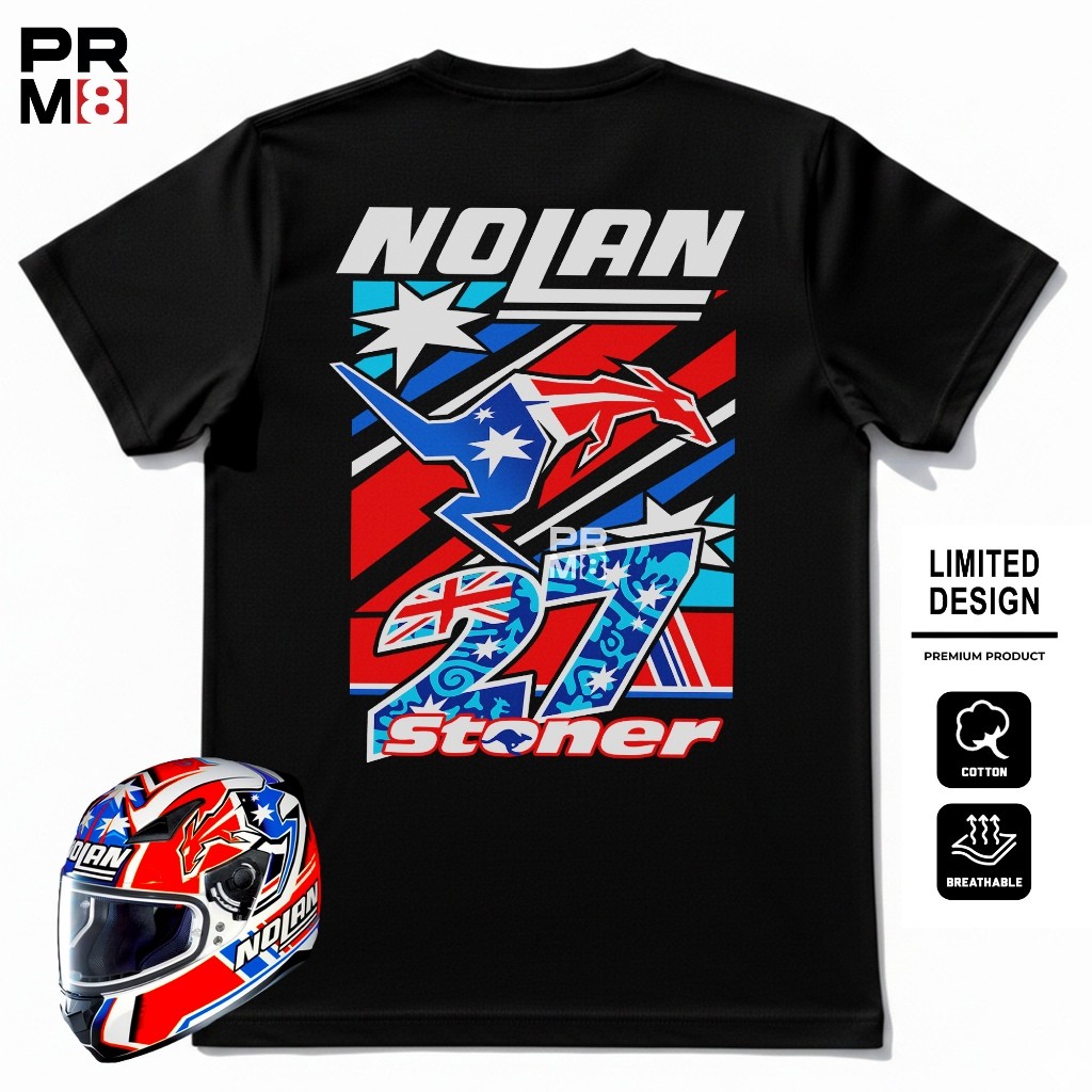 PRM8 - Kaos Premium Pria Wanita Bahan Combed 24s Tshirt Motor Racing Unisex Baju Lengan Pendek Pakai