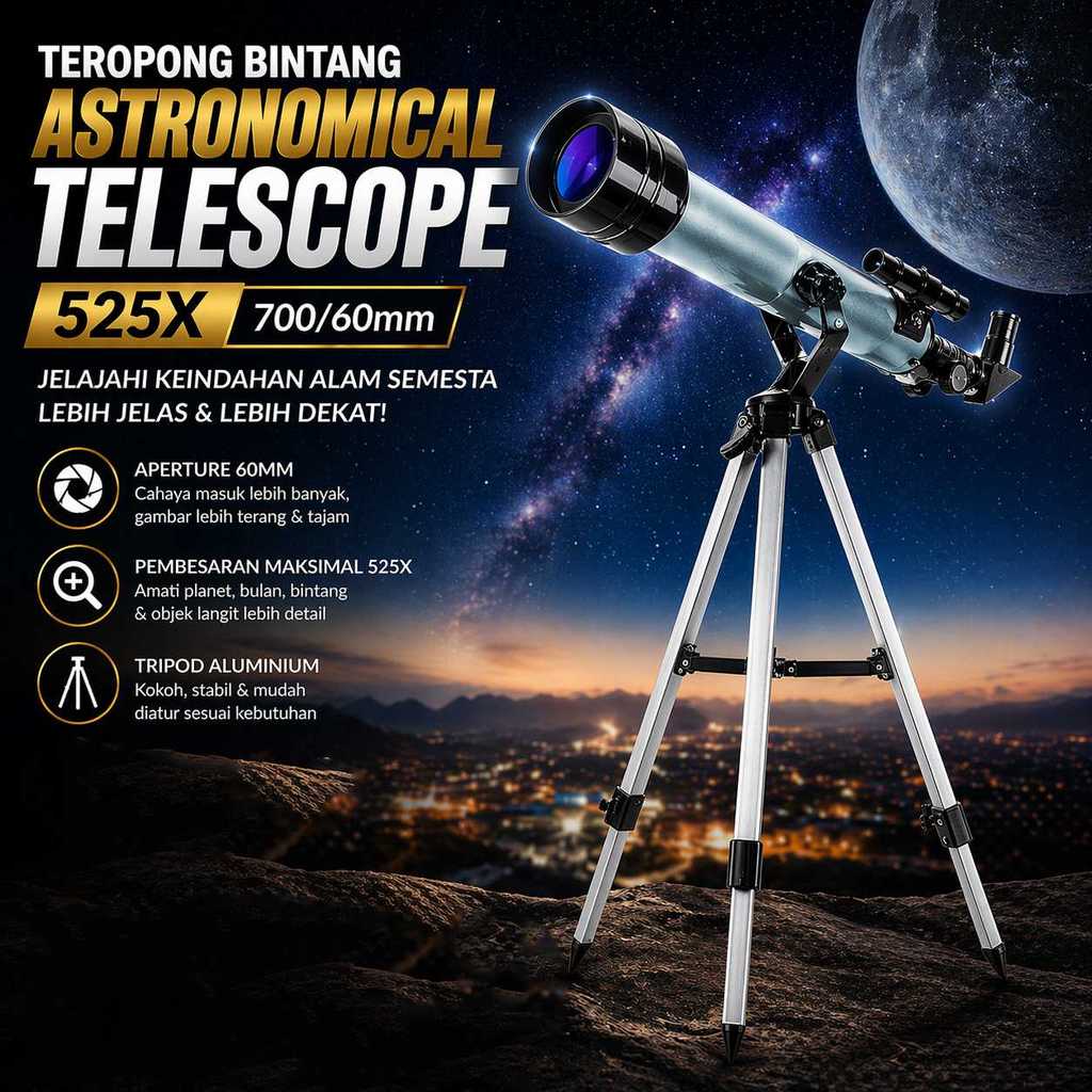 Eyebre Teropong Bintang Astronomical Telescope 700/60mm - 70060